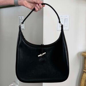 Longchamp Le Roseau Black Leather Shoulder Bag (EUC)